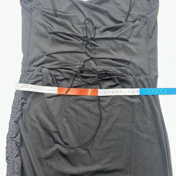 Black Ruched Mini Dress - Picture 4 of 6